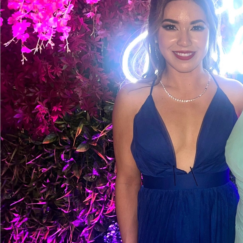 Elegant Blue Halter Dress
